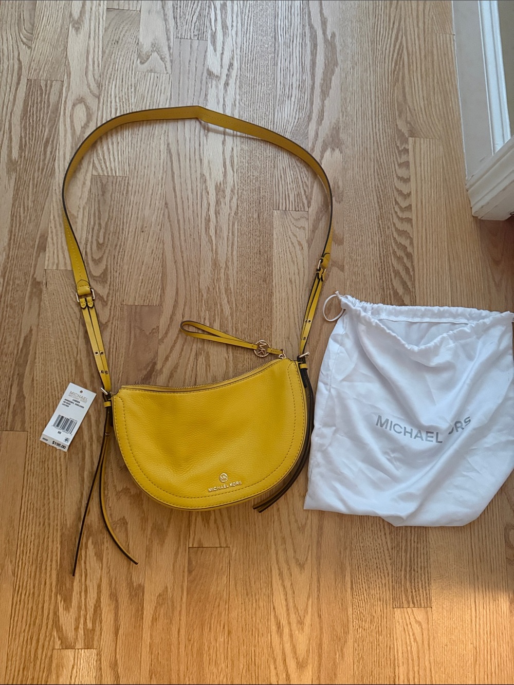 Michael Kors Yellow Pebbled Leather Crescent Crossbody